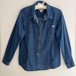 WOOLRICH Dark Denim Snap Front Shirt Jacket Western Countrycore Camping Academia